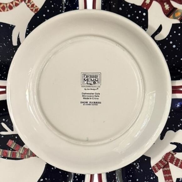 Debbie Mumm Snow Flurries 5-Piece Salad Plates Winter Woodland Animals Set - Picture 3 of 3